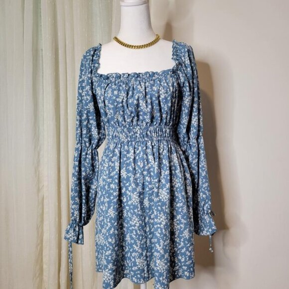 Dresses & Skirts - Long sleeve Boho floral Mini Dress (off the shoulder)